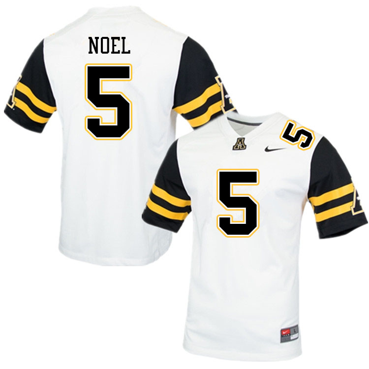 Men #5 Nate Noel Appalachian State Mountaineers College Football Jerseys Sale-White